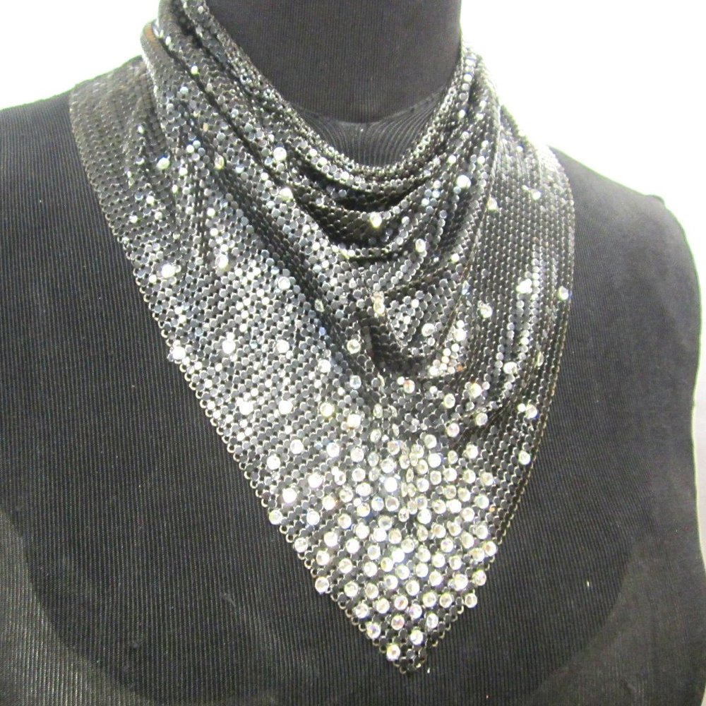 Ferrara Whiting and Davis Swarovski Crystal Studded Mesh Cowl